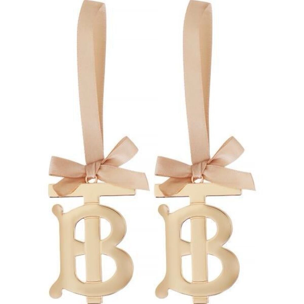 Burberry Gold TB Monogram Christmas Ornaments Set of 2 | NIB | Authentic